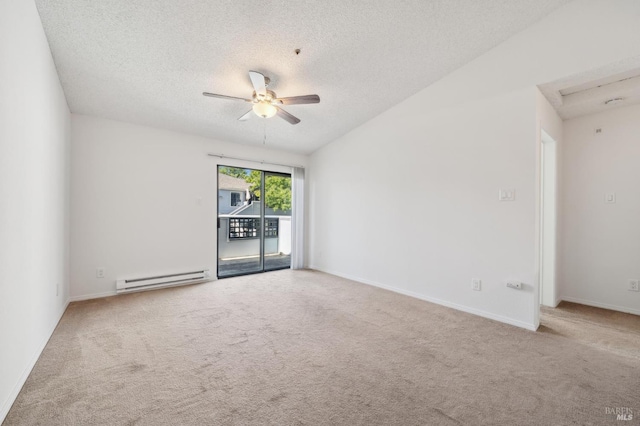 1201 Glen Cove Pkwy Unit 514, Vallejo, CA 94591 - carpeted spare room featuring baseboard heating, a ceiling fan, a textured ceiling, and baseboards