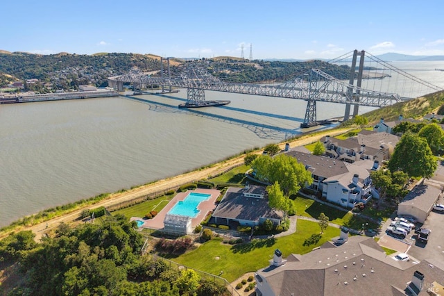 1201 Glen Cove Pkwy Unit 514, Vallejo, CA 94591 - aerial view of a notable bridge, a pool, and a nearby body of water