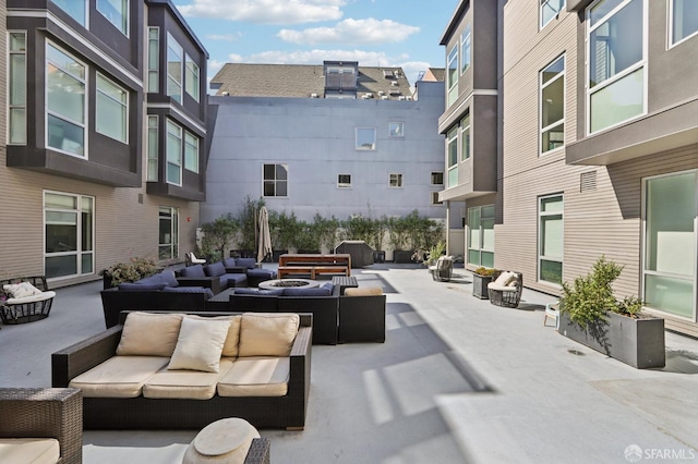 view of patio / terrace with an outdoor living space