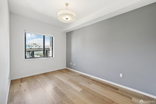 empty room with light hardwood / wood-style floors