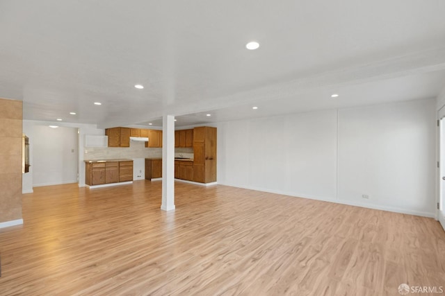 unfurnished living room featuring light hardwood / wood-style floors