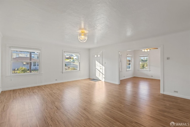 unfurnished living room with light hardwood / wood-style floors