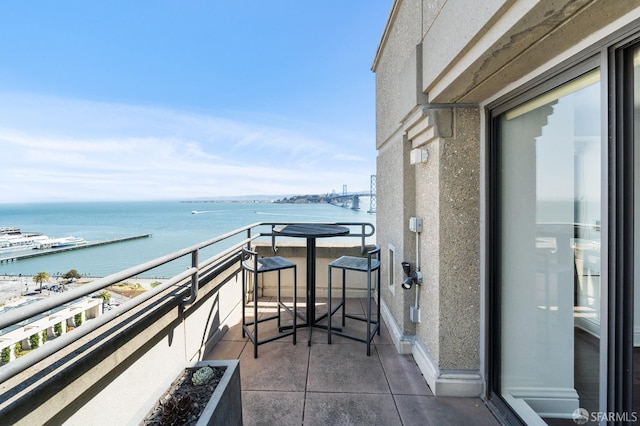 balcony with a water view