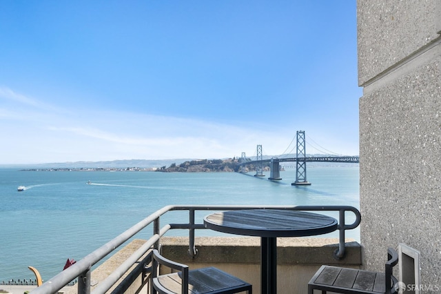 balcony with a water view