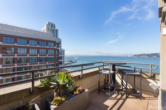 balcony with a water view