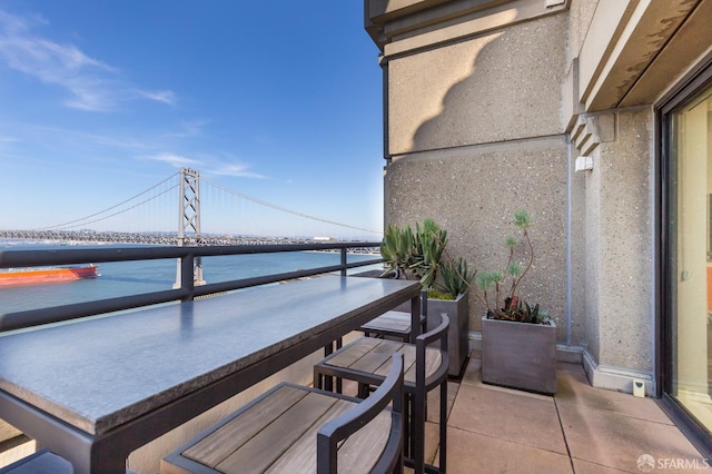 balcony with a water view