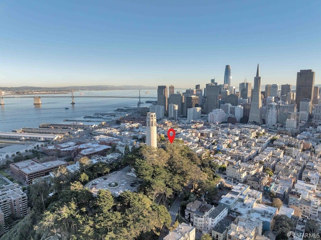 property's view of city with a water view