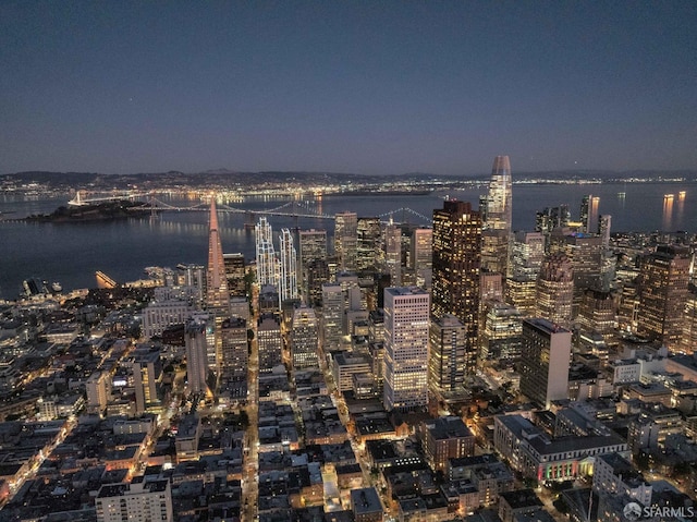 property's view of city with a water view