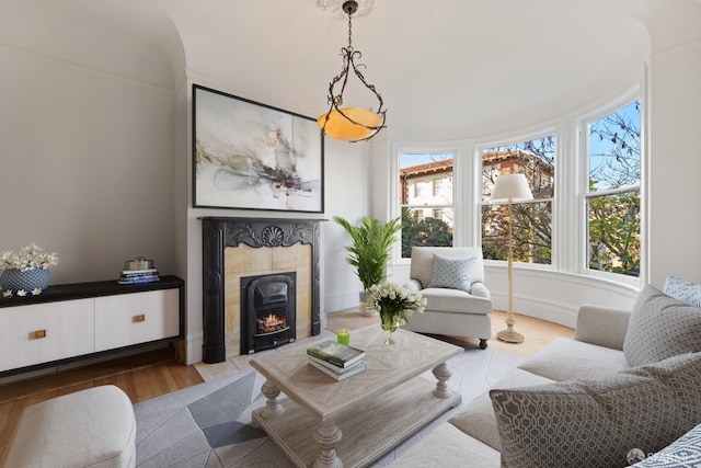 living room featuring light hardwood / wood-style floors