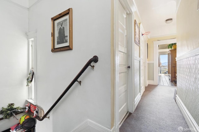 hallway featuring carpet