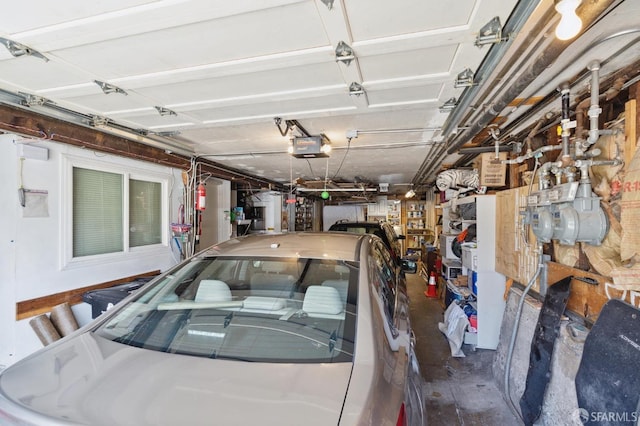 garage with a garage door opener