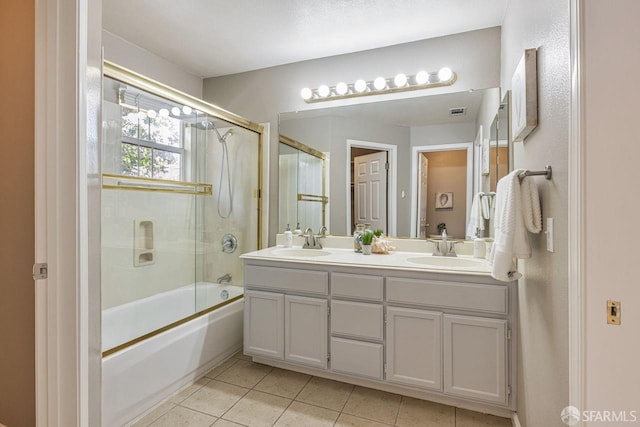 3587 Fitzsimmons Cmn, Fremont, CA 94538 - bathroom with tile patterned floors, shower / bath combination with glass door, and double vanity
