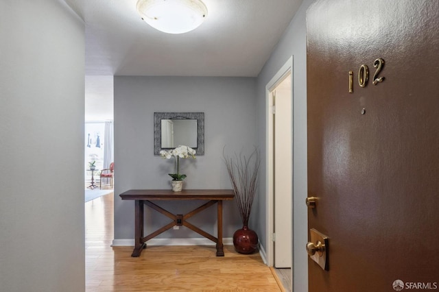 hall featuring light hardwood / wood-style flooring