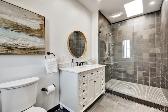 224 Twin Peaks Blvd, San Francisco, CA 94114 - bathroom with vanity, tile patterned flooring, tiled shower, and recessed lighting