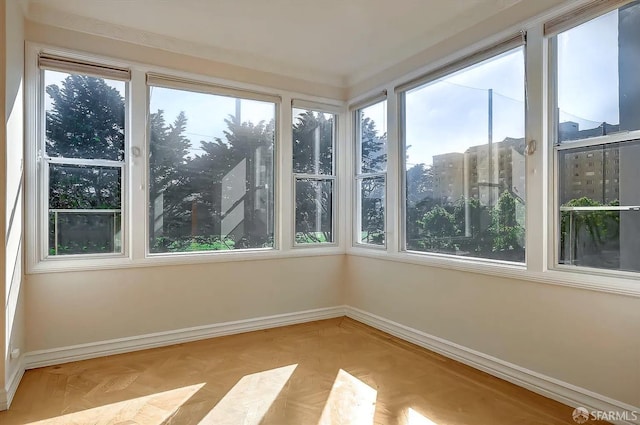 view of unfurnished sunroom