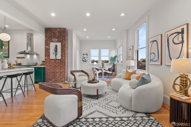 living room featuring light wood-type flooring