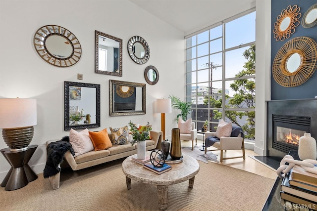 1207 Indiana St Unit 10, San Francisco, CA 94107 - living room with a towering ceiling and a glass covered fireplace