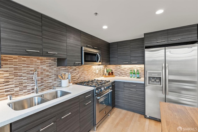 1207 Indiana St Unit 10, San Francisco, CA 94107 - kitchen with stainless steel appliances, a sink, tasteful backsplash, modern cabinets, and light countertops