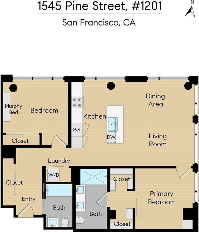 1545 Pine St Unit 1201, San Francisco, CA 94109 - view of room layout
