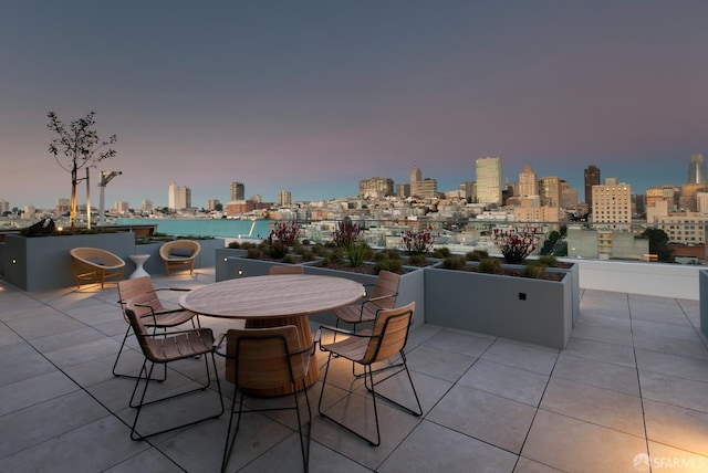 1545 Pine St Unit 1201, San Francisco, CA 94109 - patio terrace at dusk with a view of skyline and a patio area