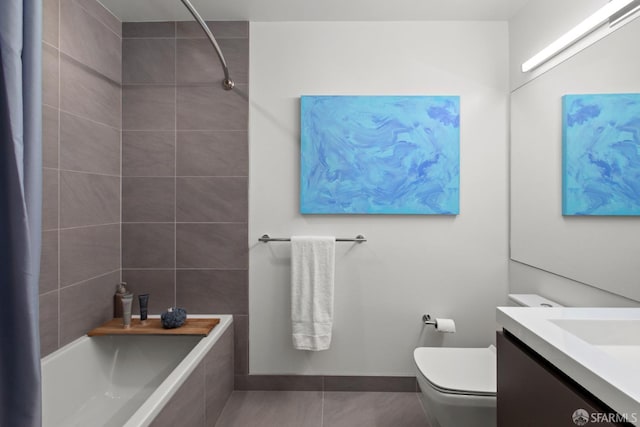 1545 Pine St Unit 1201, San Francisco, CA 94109 - full bathroom with vanity, tile patterned flooring, and tiled shower / bath combo