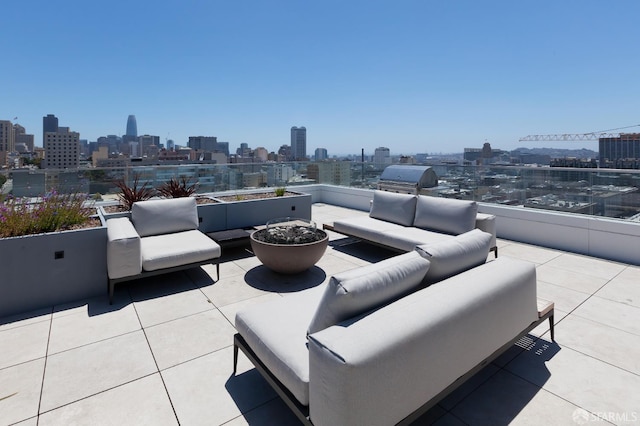 1545 Pine St Unit 1201, San Francisco, CA 94109 - view of patio / terrace featuring an outdoor living space, a skyline view, and a grill