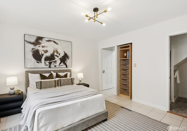 246 Ralston St, San Francisco, CA 94132 - bedroom with a chandelier and light tile patterned floors