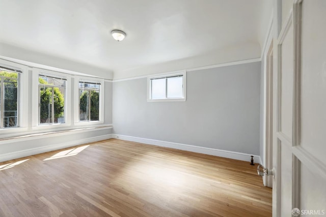 spare room with plenty of natural light and light wood-type flooring