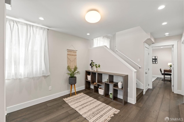74 Crane St, San Francisco, CA 94124 - entryway featuring wood finished floors, stairway, recessed lighting, and baseboards