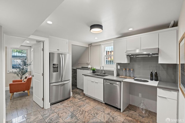74 Crane St, San Francisco, CA 94124 - kitchen with appliances with stainless steel finishes, a sink, plenty of natural light, under cabinet range hood, and recessed lighting
