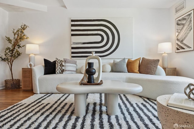 living room with hardwood / wood-style flooring