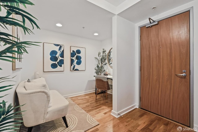 living area featuring hardwood / wood-style flooring