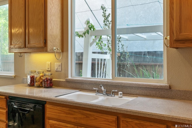 interior space featuring sink and black dishwasher