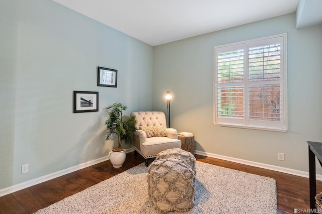 living area featuring dark hardwood / wood-style flooring