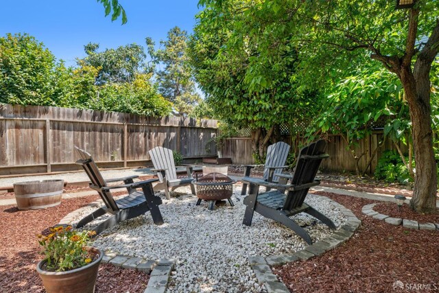 488 41st St, Oakland, CA 94609 - fenced backyard featuring an outdoor fire pit