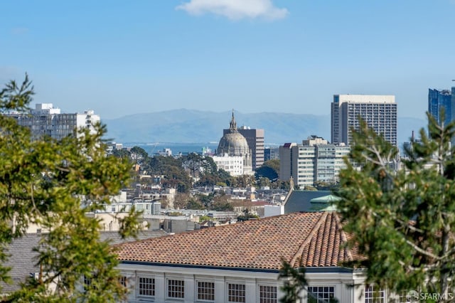 property's view of city featuring a mountain view