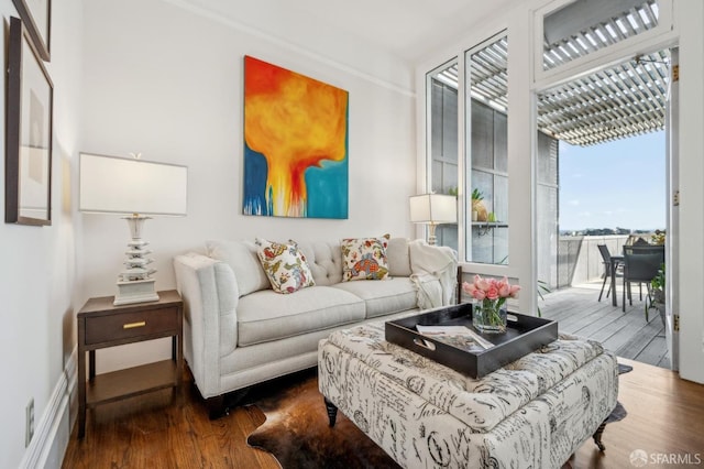 living area featuring wood finished floors