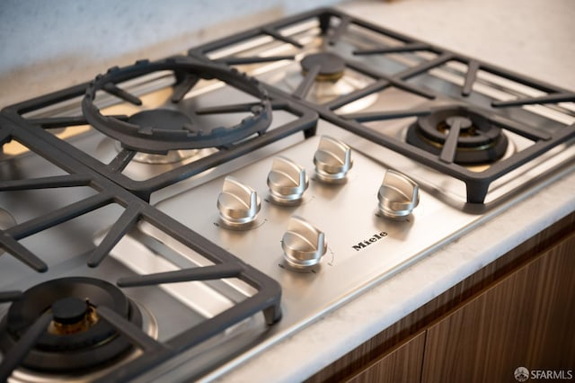 interior details with stainless steel gas cooktop