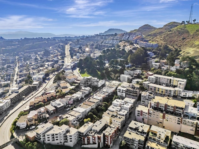 aerial view with a mountain view