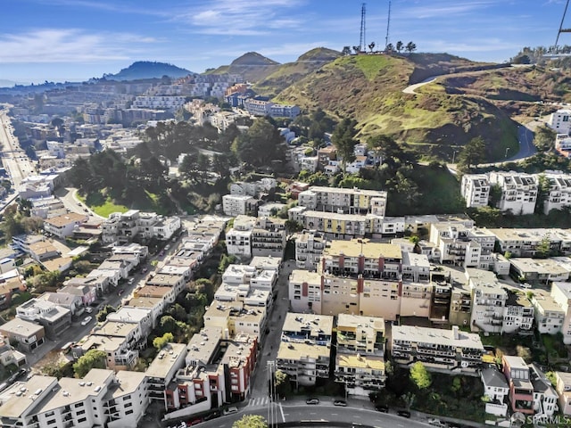 aerial view with a mountain view