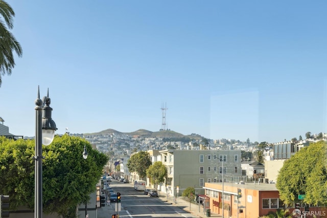 exterior space featuring a mountain view