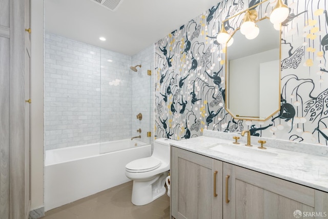 401 Harrison St Unit 23C, San Francisco, CA 94105 - full bathroom with vanity, shower / bathtub combination, and tile patterned flooring