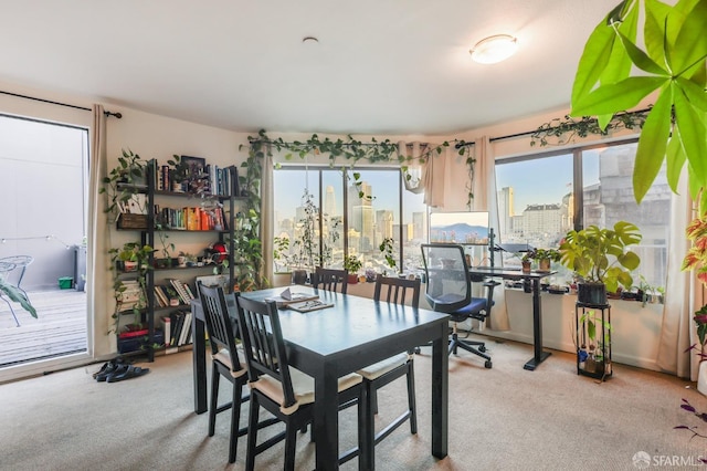 view of carpeted dining space