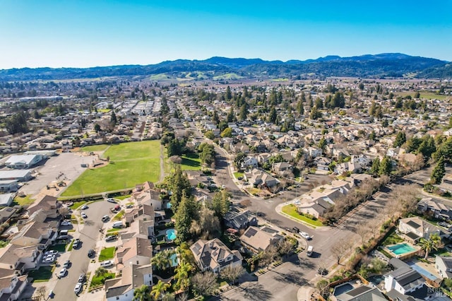 bird's eye view featuring a mountain view