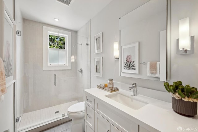 1500 Mcallister St Unit A, San Francisco, CA 94115 - full bath featuring toilet, a shower stall, vanity, and tile patterned floors