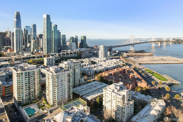 city view with a water view