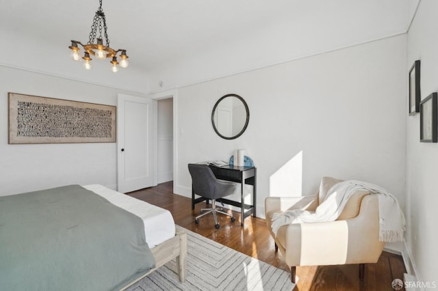 5 College Ter, San Francisco, CA 94112 - bedroom featuring a chandelier, dark wood finished floors, and baseboards