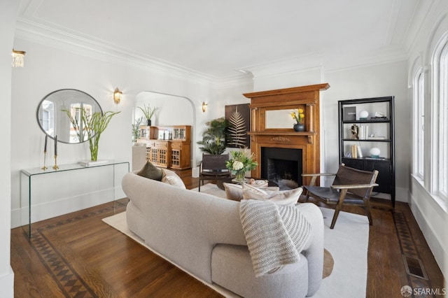 5 College Ter, San Francisco, CA 94112 - living area featuring a fireplace, wood finished floors, ornamental molding, and baseboards