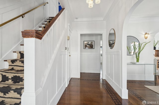 5 College Ter, San Francisco, CA 94112 - entryway with a decorative wall, wood finished floors, stairway, arched walkways, and ornamental molding