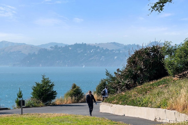 view of water feature with a mountain view